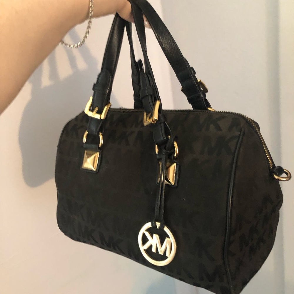 Michael Kors Black and Gold Satchel